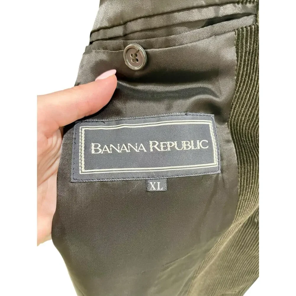 Banana Republic Vintage Dark Olive Green Corduroy Men’s Sport Coat XL